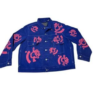 Denim Tears x Levi's x Bstroy Bright Blue Pink Denim Jacket Size XL